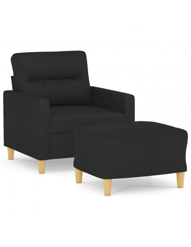 Poltrona con Poggiapiedi Nero 60 cm in Tessuto