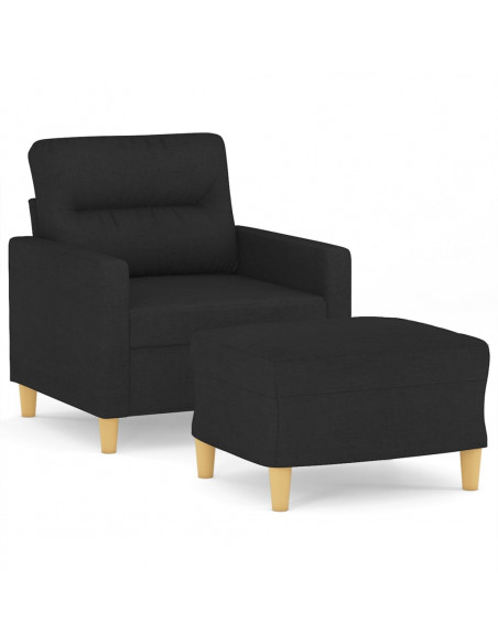 Poltrona con Poggiapiedi Nero 60 cm in Tessuto