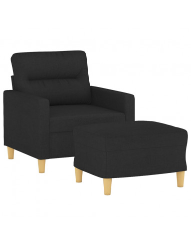 Poltrona con Poggiapiedi Nero 60 cm in Tessuto