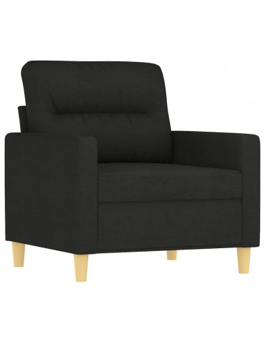 Poltrona con Poggiapiedi Nero 60 cm in Tessuto