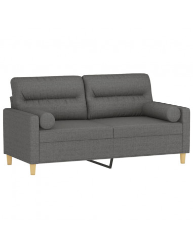 Divano a 2 Posti con Cuscini Grigio Scuro 140 cm in Tessuto