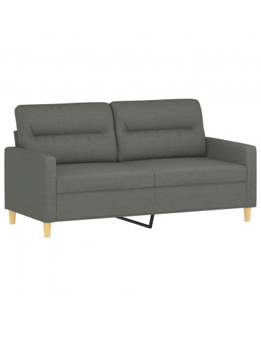 Divano a 2 Posti con Cuscini Grigio Scuro 140 cm in Tessuto