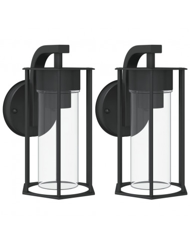 Applique da Esterno 2 pz Nere in Acciaio Inossidabile