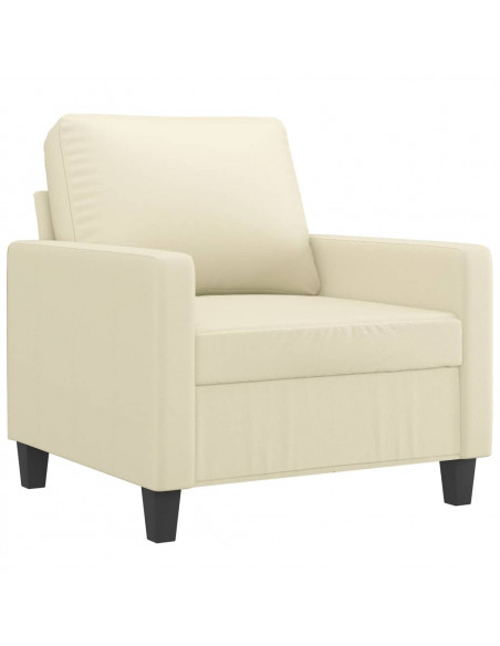 Set di Divani 3 pz con Cuscini crema in Similpelle