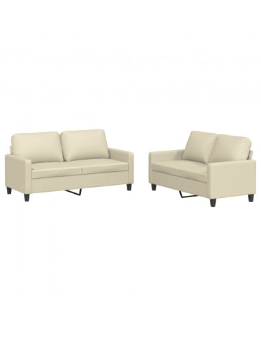 Set di Divani 2 pz con Cuscini crema in Similpelle