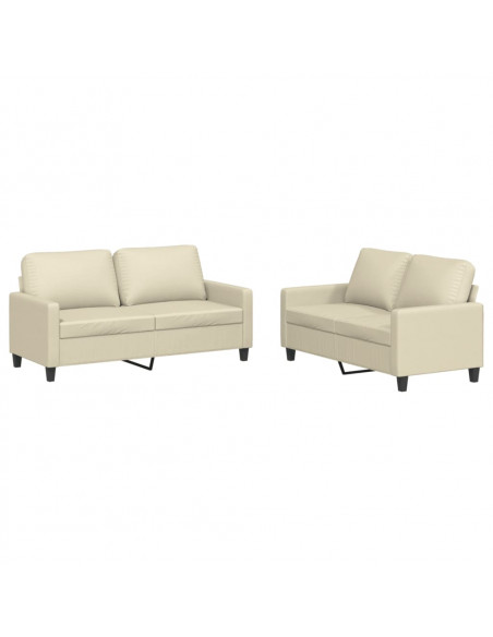 Set di Divani 2 pz con Cuscini crema in Similpelle