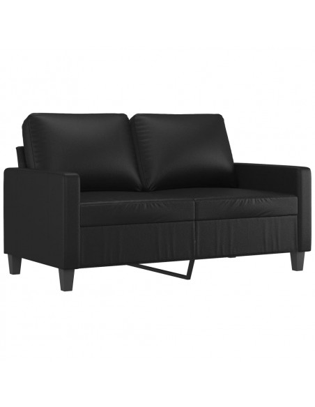 Set di Divani 3 pz con Cuscini Nero in Similpelle