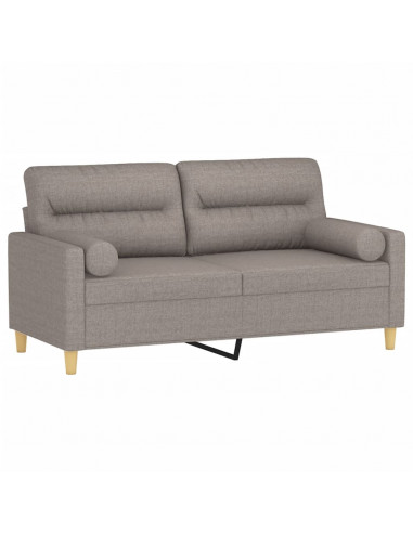 Divano a 2 Posti con Cuscini Tortora 140 cm in Tessuto