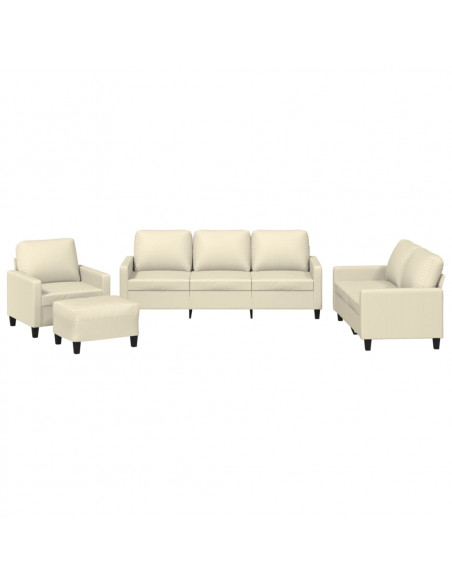 Set di Divani 4 pz con Cuscini crema in Similpelle