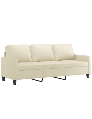 Divano a 3 Posti Crema 180 cm in Similpelle
