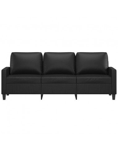 Divano a 3 Posti Nero 180 cm in Similpelle