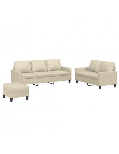 Set di Divani 3 pz con Cuscini crema in Similpelle