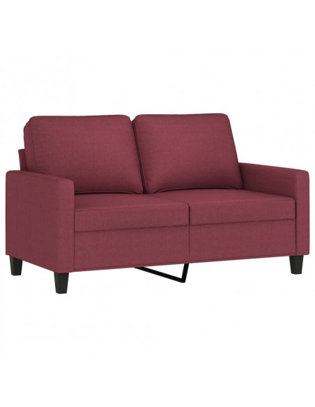 Set di Divani 2 pz con Cuscini Rosso Vino in Tessuto