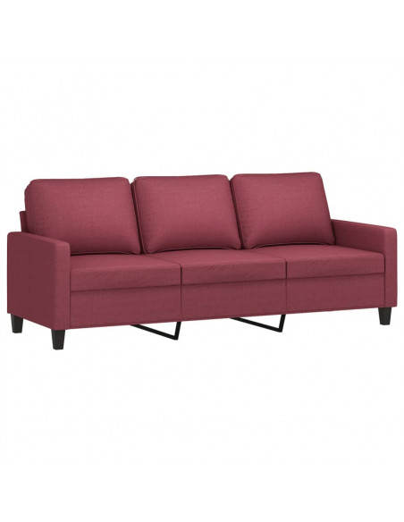 Set di Divani 2 pz con Cuscini Rosso Vino in Tessuto