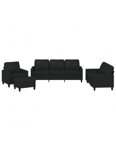 Set di Divani 4 pz con Cuscini Nero in Similpelle