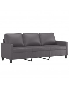 Divano a 3 Posti Grigio 180 cm in Similpelle 2