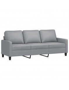 Divano a 3 Posti Grigio Chiaro 180 cm in Tessuto 2