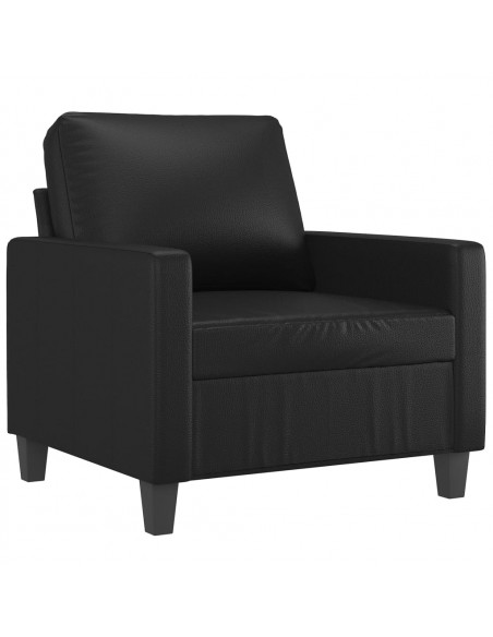 Set di Divani 3 pz con Cuscini Nero in Similpelle