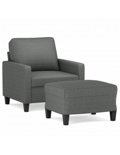 Poltrona con Poggiapiedi Grigio Scuro 60 cm in Tessuto 2
