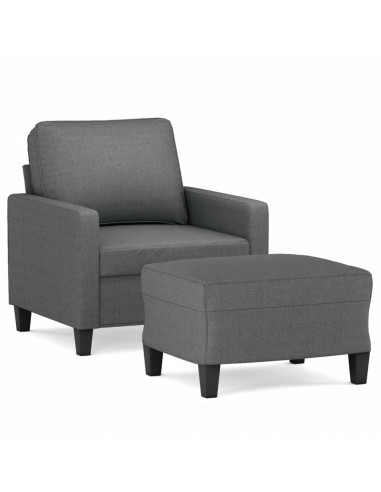 Poltrona con Poggiapiedi Grigio Scuro 60 cm in Tessuto