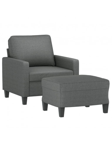 Poltrona con Poggiapiedi Grigio Scuro 60 cm in Tessuto
