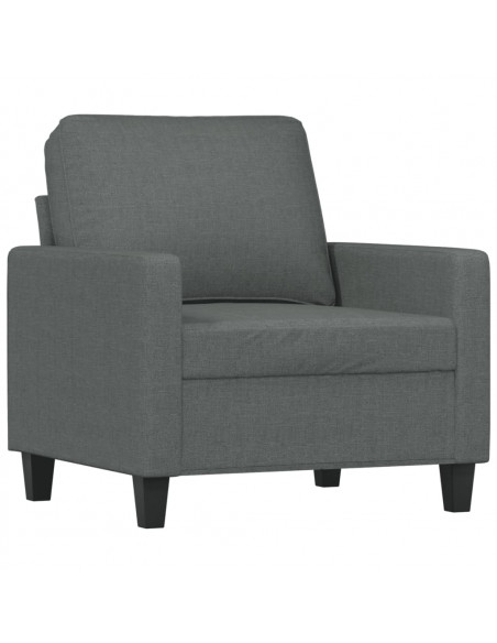 Poltrona con Poggiapiedi Grigio Scuro 60 cm in Tessuto