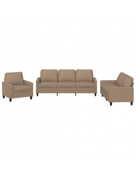 Set di Divani 3 pz con Cuscini cappuccino in Similpelle