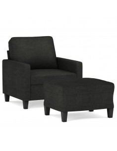 Poltrona con Poggiapiedi Nero 60 cm in Tessuto 2
