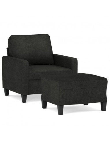 Poltrona con Poggiapiedi Nero 60 cm in Tessuto