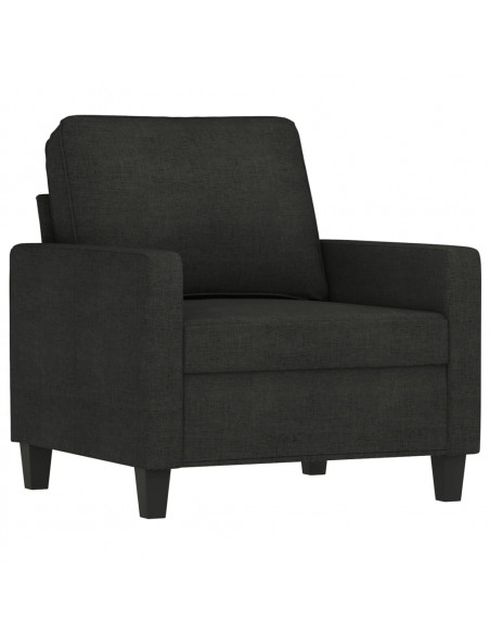 Poltrona con Poggiapiedi Nero 60 cm in Tessuto