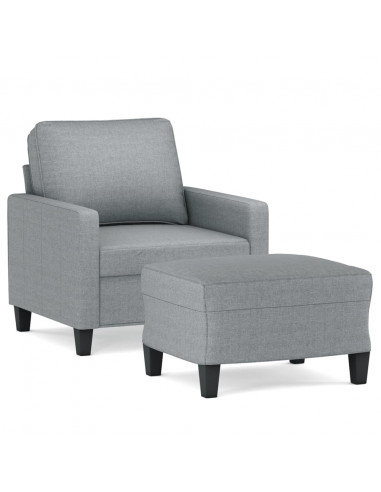 Poltrona con Poggiapiedi Grigio Chiaro 60 cm in Tessuto