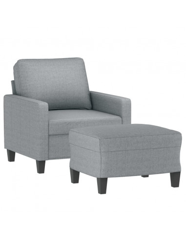Poltrona con Poggiapiedi Grigio Chiaro 60 cm in Tessuto