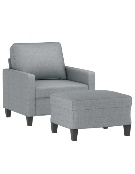 Poltrona con Poggiapiedi Grigio Chiaro 60 cm in Tessuto