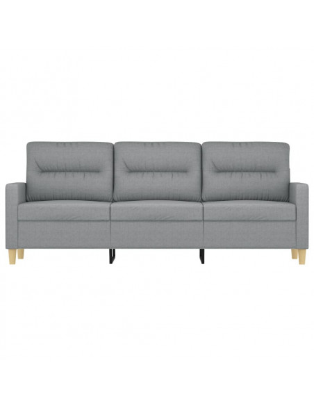 Divano a 3 Posti Grigio Chiaro 180 cm in Tessuto
