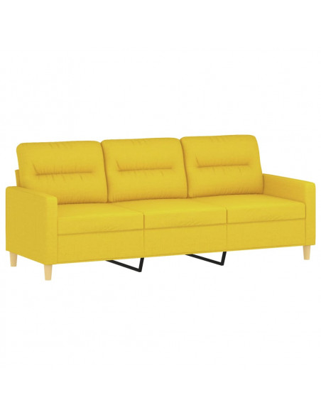 Divano a 3 Posti Giallo Chiaro 180 cm in Tessuto