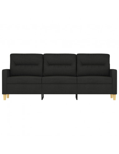 Divano a 3 Posti Nero 180 cm in Tessuto