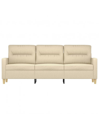 Divano a 3 Posti Crema 180 cm in Tessuto