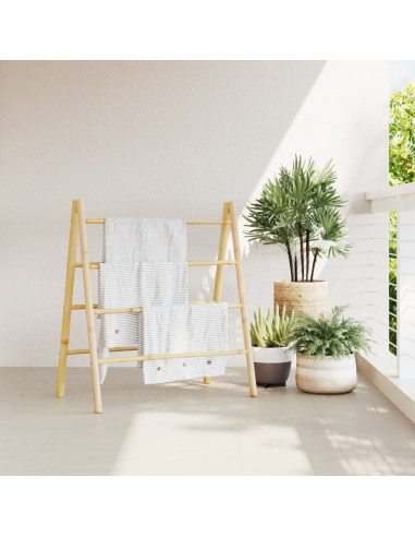 Scala Portasciugamani Doppia con 4 Pioli 90x50x100 cm in Bambù