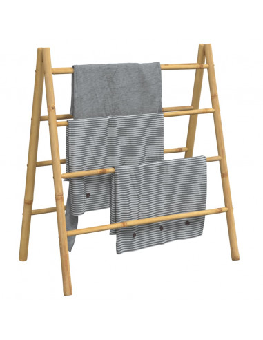 Scala Portasciugamani Doppia con 4 Pioli 90x50x100 cm in Bambù