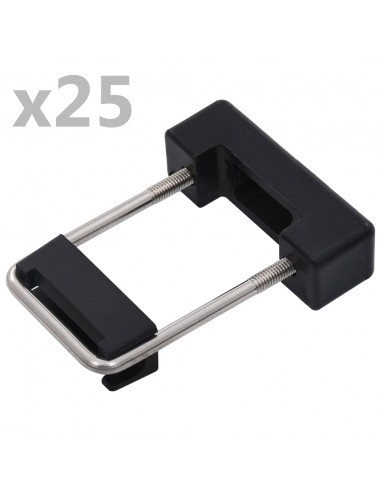 Connettori a U in Plastica per Pali Recinzione 60x40mm 25 Set