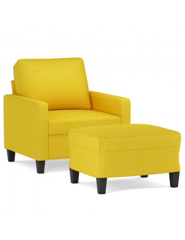Poltrona con Poggiapiedi Giallo Chiaro 60 cm in Tessuto