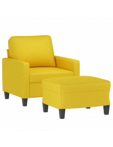Poltrona con Poggiapiedi Giallo Chiaro 60 cm in Tessuto