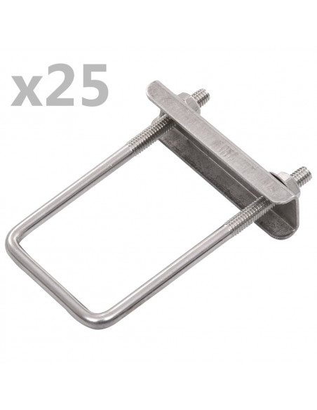 Connettori a U per Pali di Recinzione 60x40 mm 25 Set