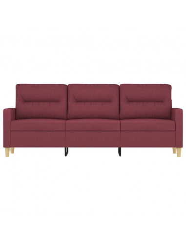 Divano a 3 Posti Rosso Vino 180 cm in Tessuto