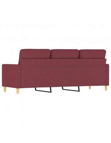 Divano a 3 Posti Rosso Vino 180 cm in Tessuto