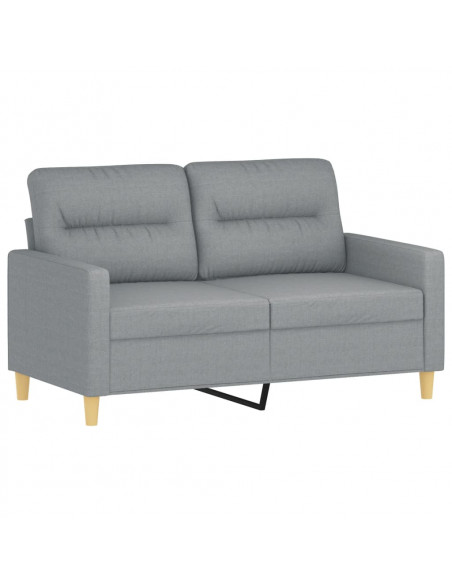 Set di Divani 2 pz con Cuscini Grigio Chiaro in Tessuto