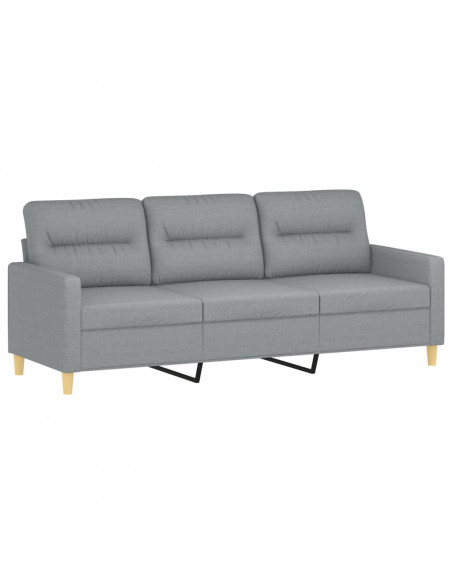 Set Divani 3 pz con Cuscini Grigio Chiaro in Tessuto