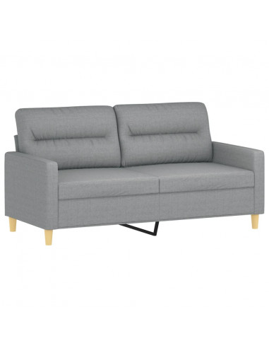 Set Divani 2 pz con Cuscini Grigio Chiaro in Tessuto