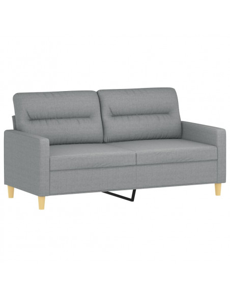 Set Divani 3 pz con Cuscini Grigio Chiaro in Tessuto