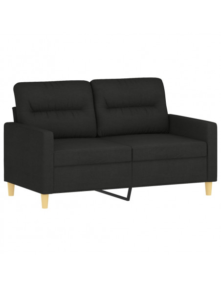 Set Divani 3 pz con Cuscini Nero in Tessuto